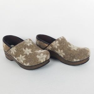 dansko floral felt clogs